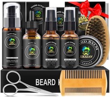 Beard Kit for Men Grooming  Care Set w/2 Pack Beard Serum, Wash, Oil, Balm, ...
