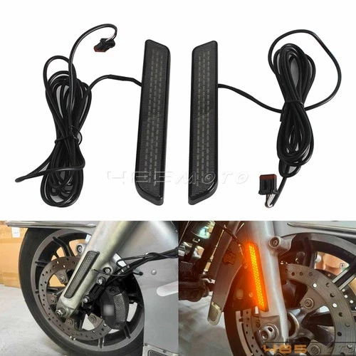 LED Front Flush Fork Turn Signals Lights For Harley Electra Street Glide 2014-Up