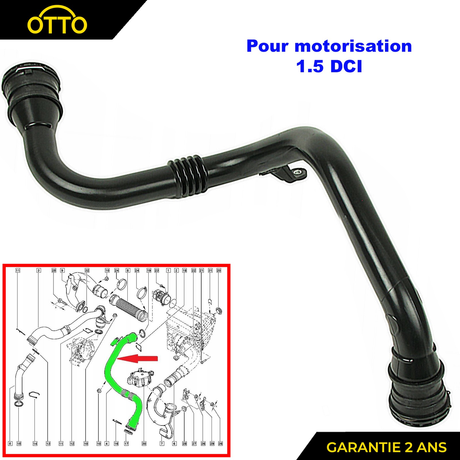 144603415R Durite d'Air de Turbo Renault Fluence 1.5 dCi - Pièce Admission
