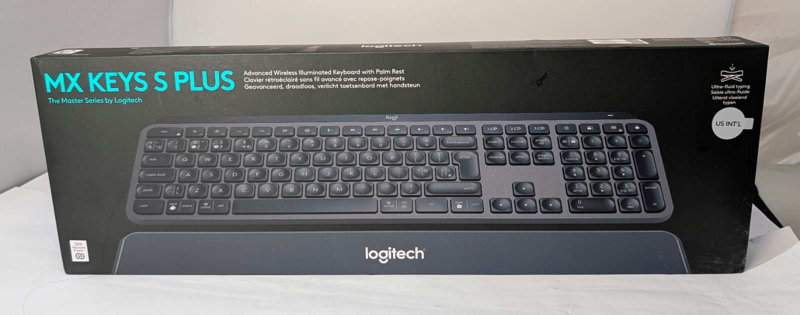 Logitech MX Keys S Plus Wireless Illuminated Keyboard With Palm Rest