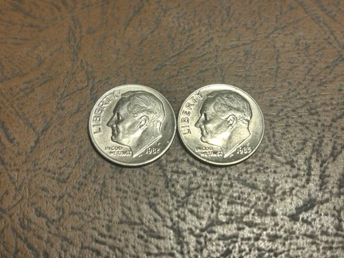 Lot Of 2 1982 And 1983 Roosevelt Dimes Uncirculated