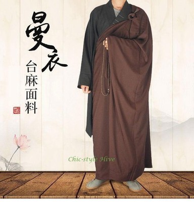 Shaolin Monk Dress Zen Buddhist Kesa Priest Cassock Robe Meditation Kung Fu Suit