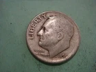 1950 D album filler Roosevelt Dime , actual coin in photo