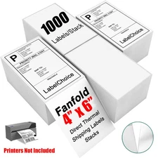 4"x6" Fanfold Direct Thermal Address Shipping Labels For Rollo & Zebra Printers