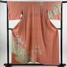 JAPANESE KIMONO HOMONGI SALMON PINK 154cm 5 ft 1 in PURE SILK FF11206