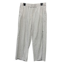 Eileen Fisher Women's Gray Organic Cotton Stripe Wide Leg Cropped Pants Size M