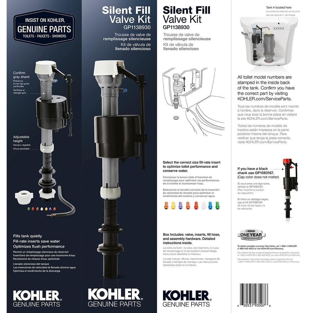 KOHLER Silent Fill Toilet Valve Kit