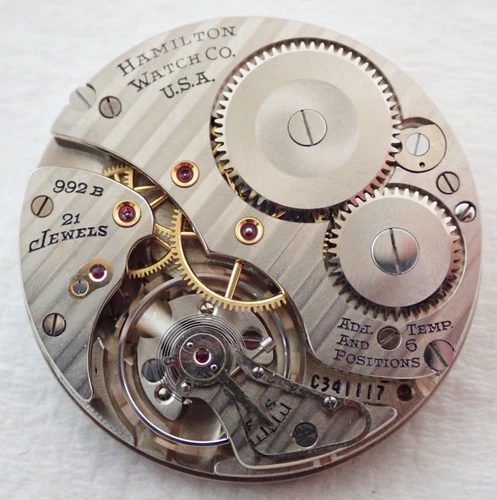ANTIQUE 16s HAMILTON GRADE 992B 21 JEWEL 21j RAILROAD RR POCKET WATCH MOVEMENT