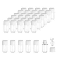 3ml Essential Oil Bottles, 36 Pack Clear Glass Bottles Slim Screw Cap, White