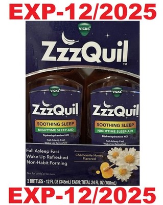 Vicks ZzzQuil Liquid Sleep Aid Chamomile Honey (Pack Of 2) SEE PIC 4 DATE