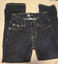 Girl's Denim Jeans Adjustable Sz 6 Reg Slim Snap Closure Dk Blue Wonder Nation