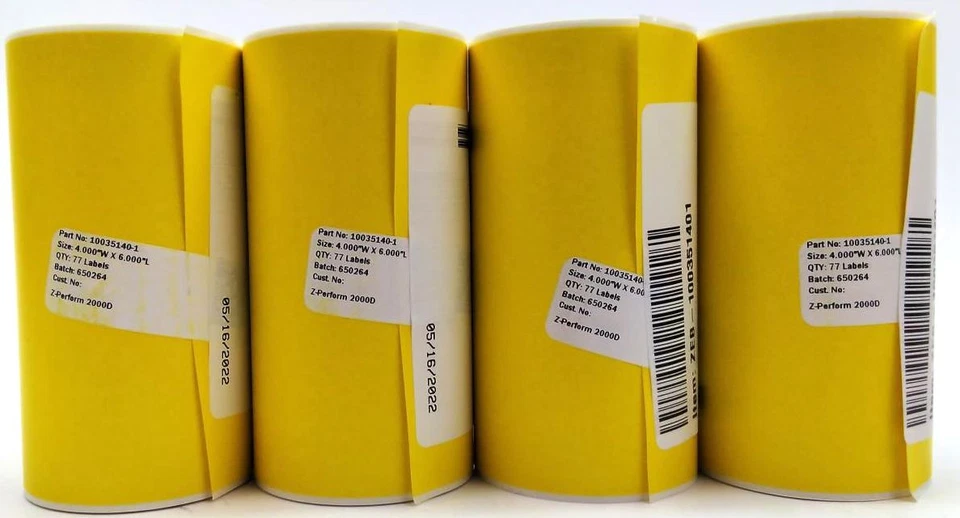 Zebra 4" x 6" Z-Perform 2000D Labels Direct Thermal 10035140-1 Genuine - 4 Rolls - Image 2 of 4
