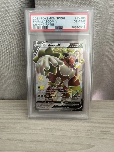 Pokémon TCG Rillaboom V Shining Fates Sv105/Sv122 Holo Shiny Psa 10