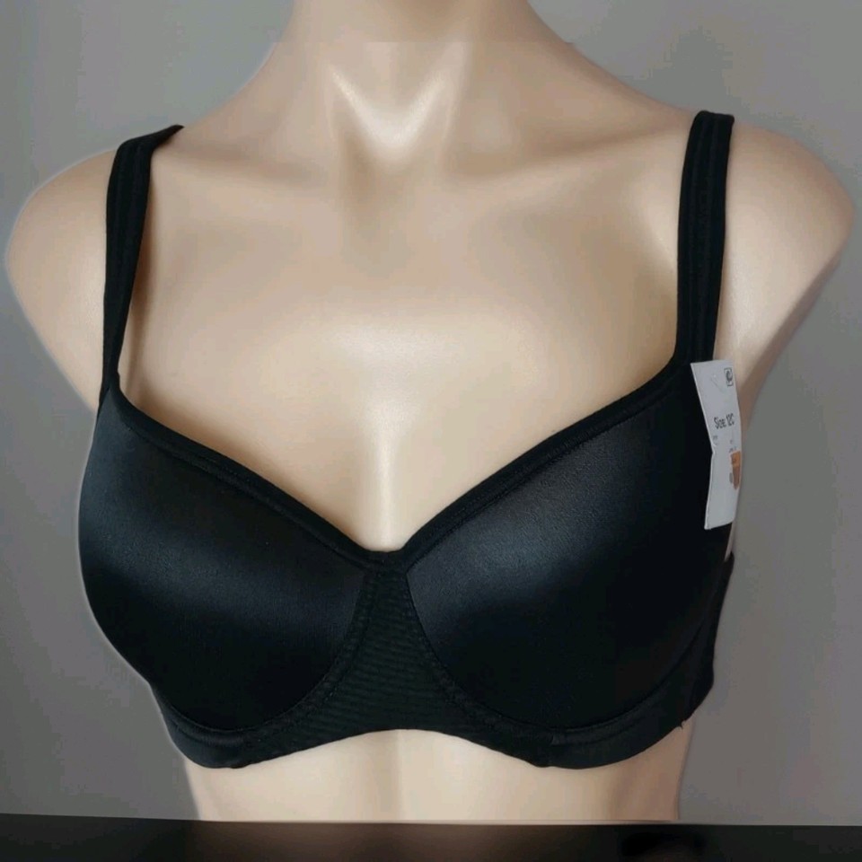 Lightly Padded Black Sports Bra 12C Cup Adjustable Straps & Back Under wire