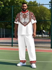 Men's Outfit 2 Piece Set Shirt Pants Suit PLUS SIZE BIG 4XL