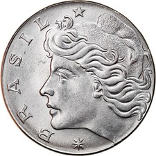 [#840223] Coin, Brazil, 50 Centavos, 1975, planchet error, AU(55-58), Stainless 