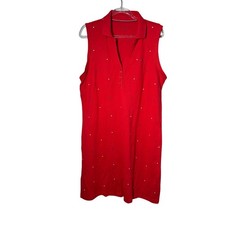Tommy Hilfiger Women's Red Shirt Dress Stretch Sz L Nautical Casual Preppy