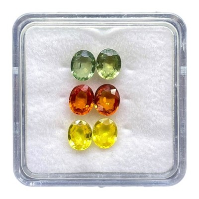 6 Stück Natürlich Multi Saphir 5x4mm Oval Schliff Glänzend Loser Edelstein Menge