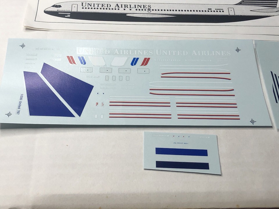 1/200 FLIGHT PATH DECAL - FP20-14- UNITED AIRLINES - BOEING B767-222/ ...