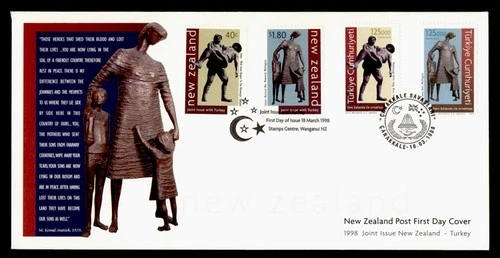 DR WHO 1998 NEW ZEALAND FDC JOINT ISSUE TURKEY WWI ANIV CACHET COMBO M69410