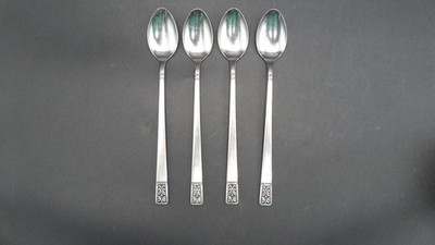 Custom Design Iced Teaspoon Stainless Steel Ornate Glossy 7.25in Lot of 4