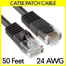 50FT Cat5e Ethernet Patch Cord Black LAN Internet Cat 5e Cable RJ45 Router Cord