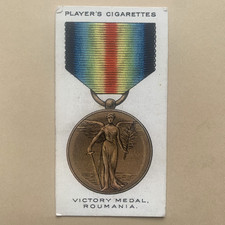 War Decorations & Medals Victory Medal Roumania #67 1927 Players Cigarette Card