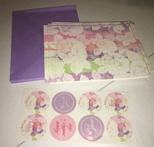 8 note cards NOTECARDS BLANK & ENVELOPES purple pink floral all occasion 4x5