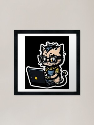 Programmierer Katze Piep Boop Codierung 4 F gerahmtes Wandbild Poster Leinwanddruck Bild
