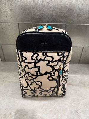 Tous Kaos Printed Leather Single Strap Crossbody Backpack Black And White