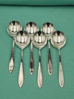 Oneida Ltd Wm A Rogers Debutante Grandeur Princess (6) Round Spoons 6 7/8'' 