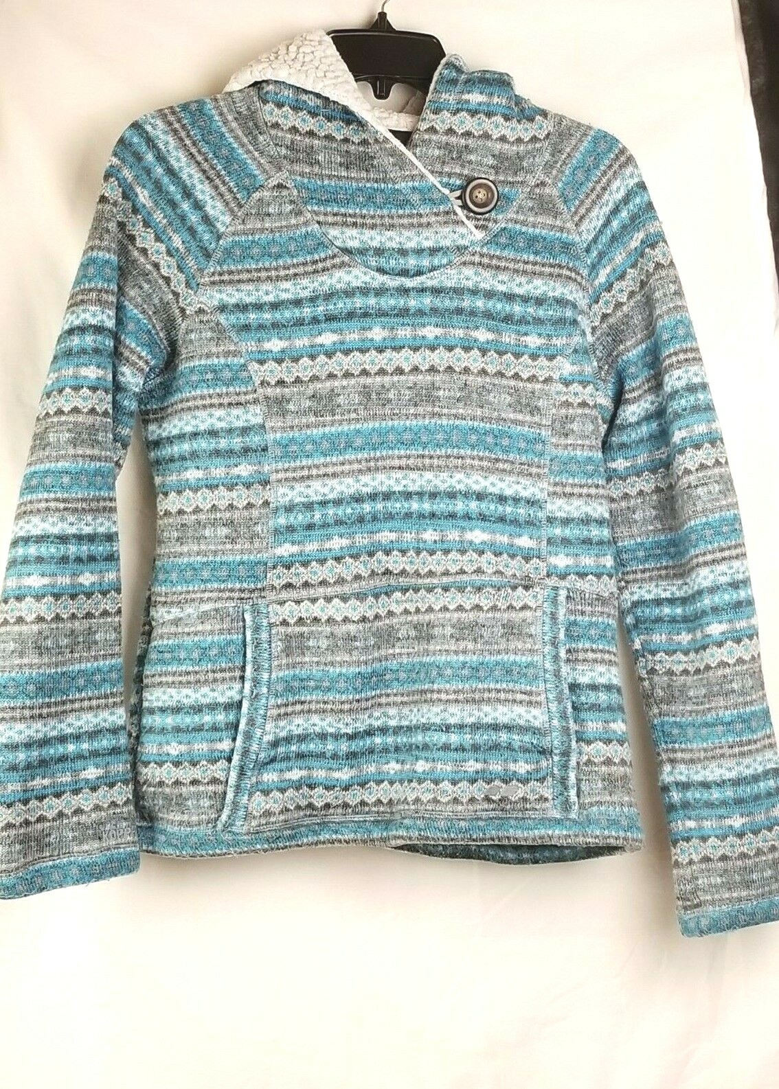 Nordic Print Knit Fleece Hoodie Size 