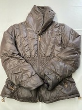 Womens Rainforest Brown Goose Down Packable Travel Puffer Jacket Sz S