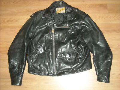 VTG 70S 80S MENS 46 SCHOTT STEERHIDE LEATHER 618 118 BLACK MOTORCYCLE  JACKET