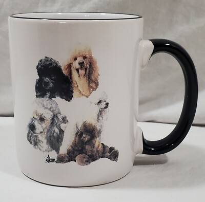 Porcelain by Roselinde, Hand Decorated ''Poodle'' Coffee Mug