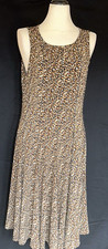 FOREVER WOMAN Size 1X Stretch Fit & Flare Mid Brown Pattern Dress