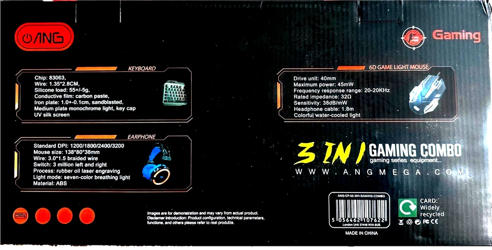 ANG CP02 – Wired 3 in 1 Gaming Keyboard + Mouse + Headphone Combo - Image 3 of 3