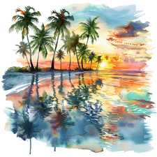 Wall Decal Sticker Tropical Summer Beach Wall Sticker 18X18cm Large