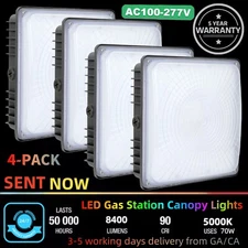 70W LED Gas Station Canopy Light Warehouse Workshop Lamp 8400LM Daylight 4PACK