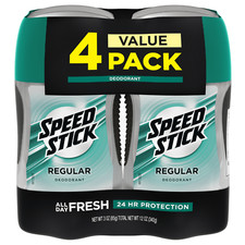Speed Stick Deodorant for Men, Regular - 3 Ounce 4 Pack 
