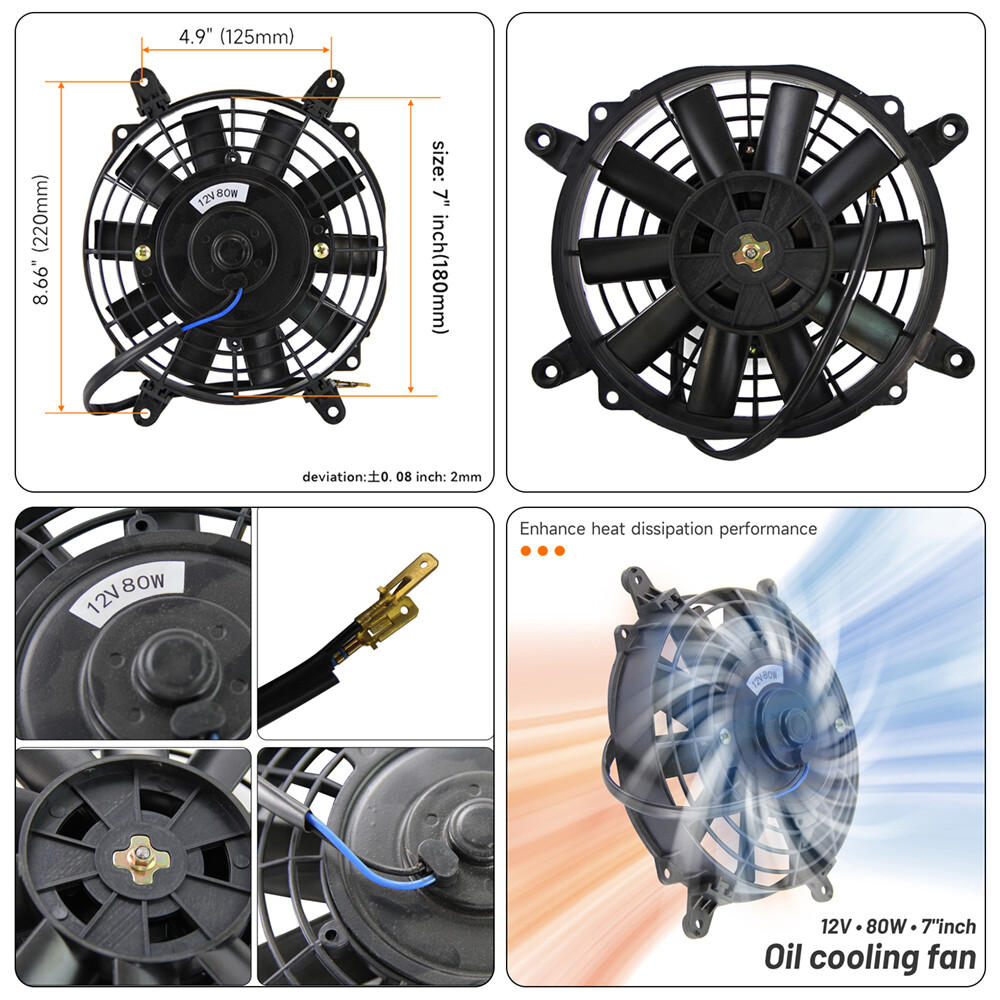 Universal 13 Row AN10 Thermostatic 85±0.5° Oil Cooler Kit +7'' Electric