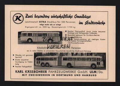 ULM, advertising 1957, Karl Kässbohrer Fahrzeug-Werke GmbH SETRA city bus Kässbohrer