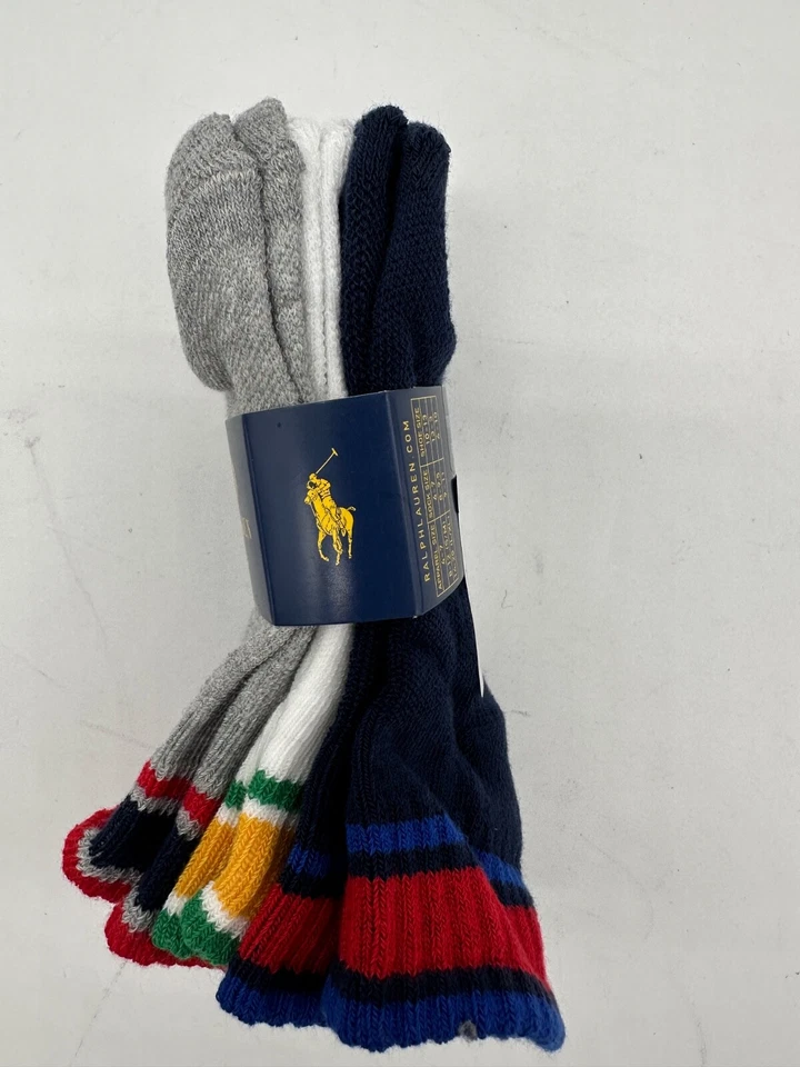 NUEVO PAQUETE DE 3 POLOS RALPH LAUREN NIÑOS PEQUEÑOS TALLA 10-13K BLANCO/AZUL/GRIS Foto 4 de 4