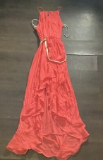 A. Byer Women's Dress Size Medium Coral Faux Wrap Sleeveless