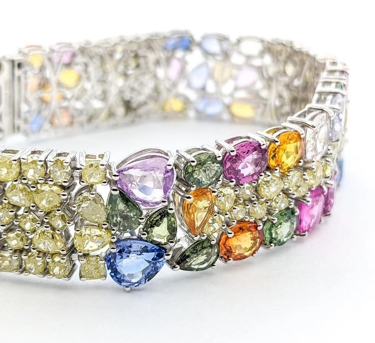 Pretty Art Deco 53.79 TCW Multi-Color Gemstone Luxurious Engagement Bracelet - Image 2 of 4