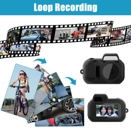 Llavero retro negro cámara mejorada 1080P HD mini cámara DV para estudiantes niños - Imagen 8 de 13