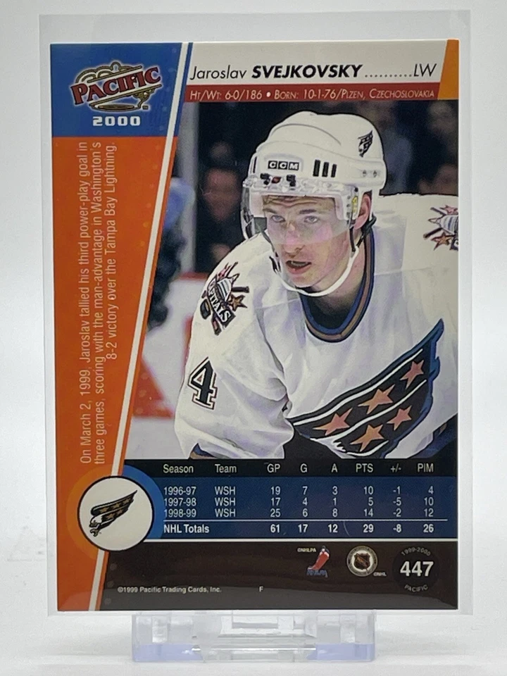1999 Pacific 2000 Silver Foil Hockey Card #447 Jaroslav Svejkovsky Capitals - Image 2 of 2