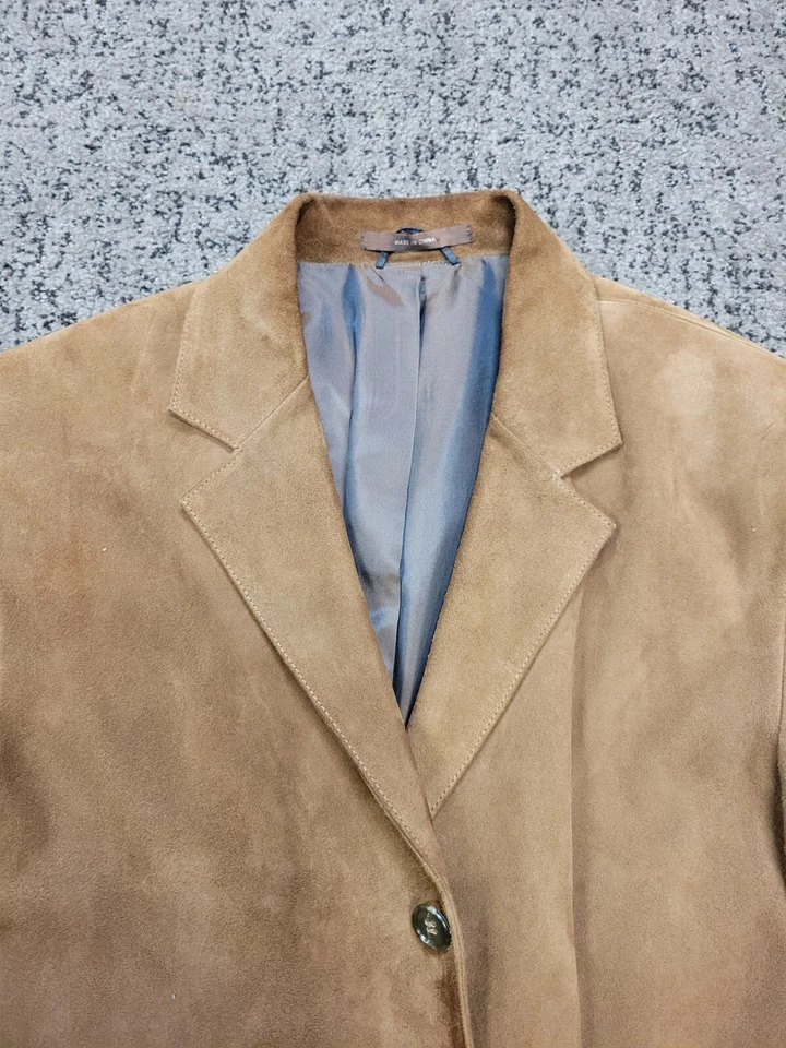 Chaqueta Blazer TASSO ELBA Gamuza Cuero Para Hombre 38 R PEQUEÑA S Marrón Tres Botones Foto 4 de 4