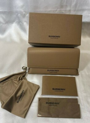 Burberry Sunglasses Case,Large Camel Brown Leather Triangle,Boxed