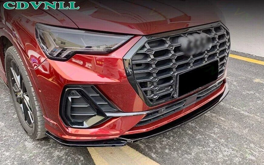 Kit de carrocería alerón labial parachoques delantero negro mate para Audi Q3 Quattro 2019-2024 tira Foto 3 de 4